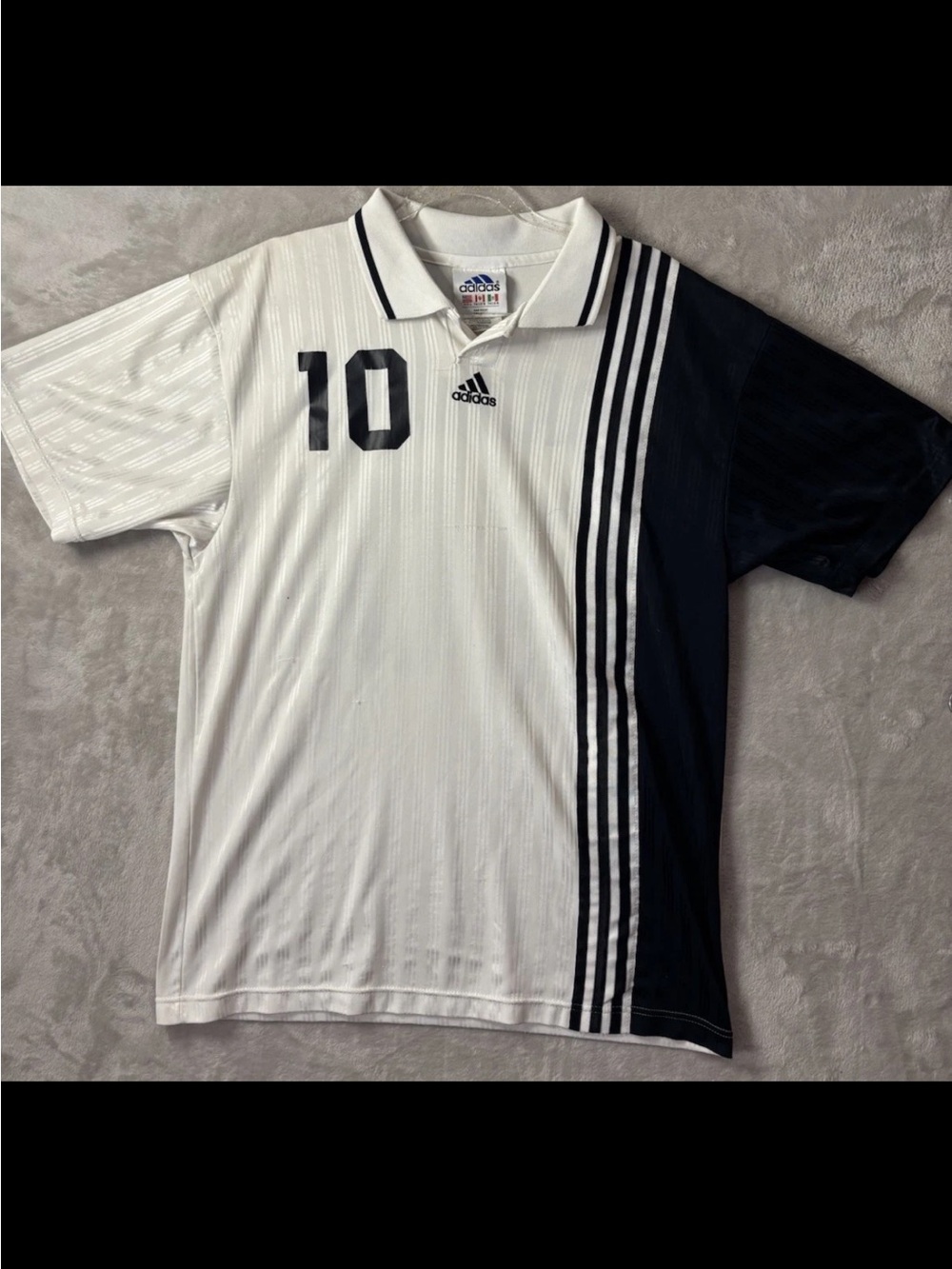 Vintage Adidas Soccer Jersey Mens Large Gateway #10 White Black Made In USA